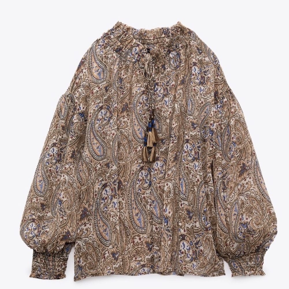 💫 Zara Boho Paisley Print Blouse 💫